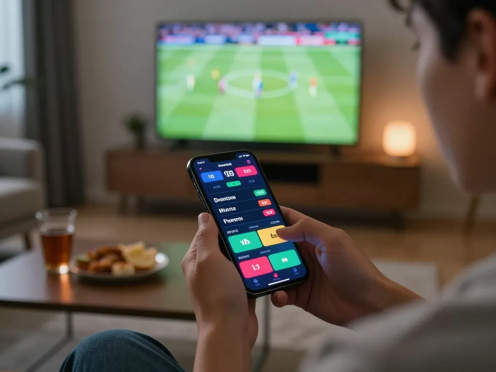 Player enjoying live betting on online casinos Canada while watching sports match at home