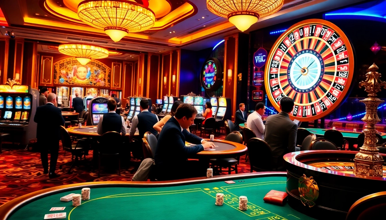 Découvrez le frisson du meilleur casino en ligne avec des joueurs concentrés et des machines à sous vibrantes.