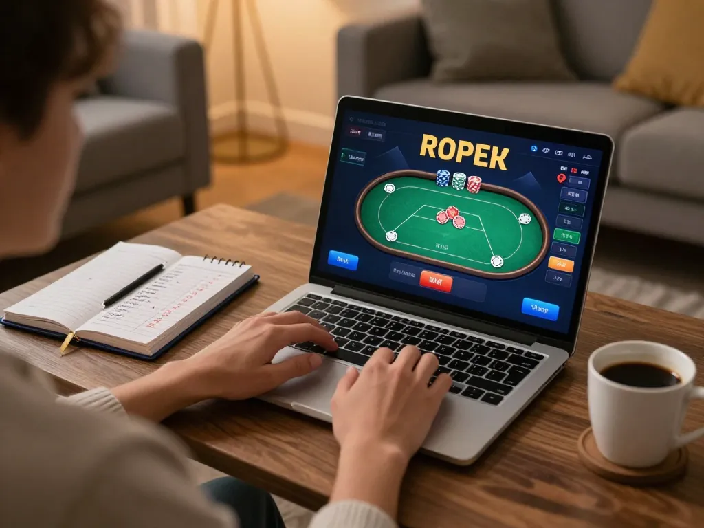 B52 club: Engaging online poker gaming session at home, showcasing strategic gameplay.