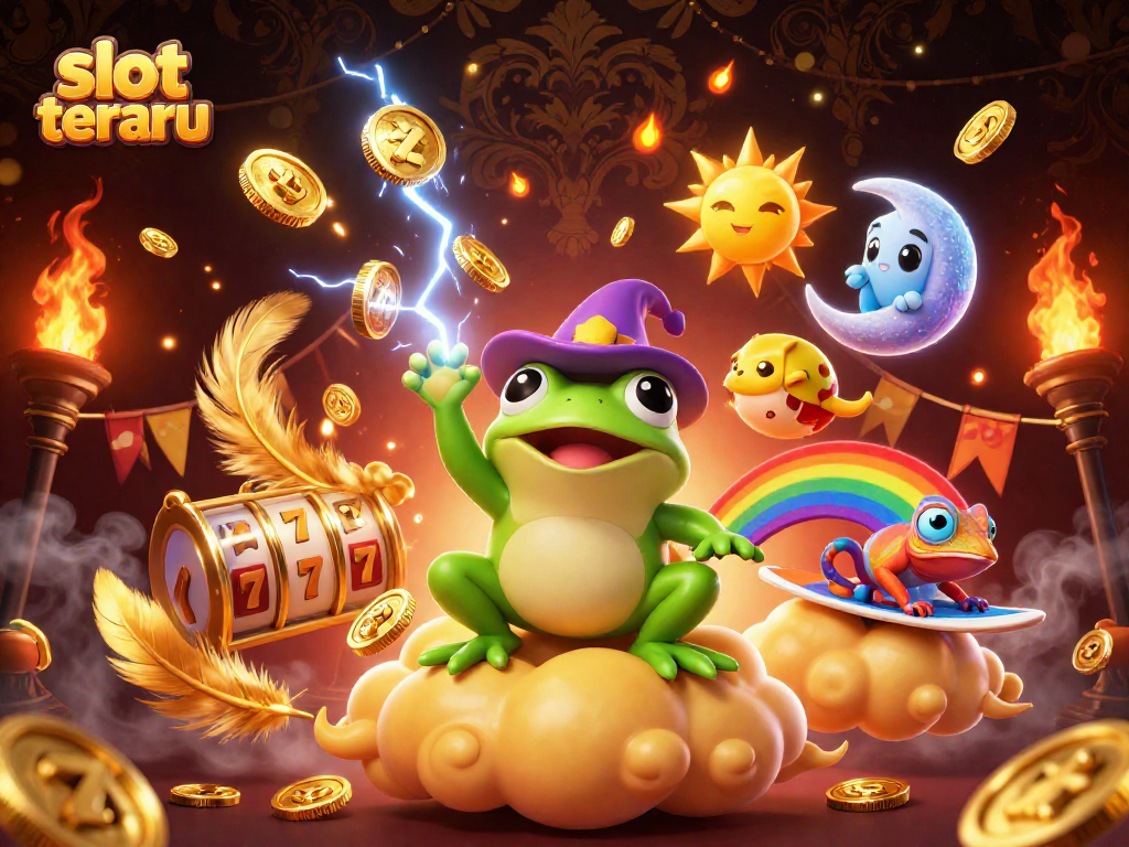 Experience slot terbaru with exciting gameplay and golden coin rewards in this vibrant casino illustration.
