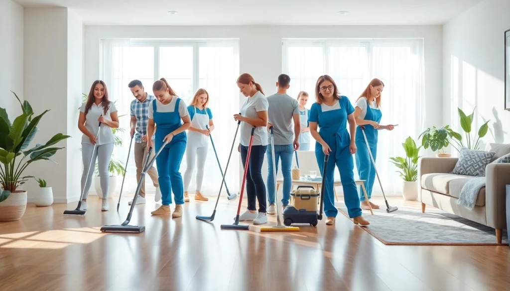 Boost your home’s cleanliness with this image of a professional cleaning service team at work.