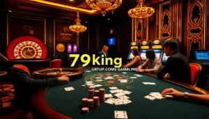 Experience thrilling casino action at https://79king.party/ with poker chips and vibrant slot machines.