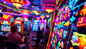 Menggali pengalaman bermain jewel4d slot dengan mesin slot yang bersinar dan pemain yang antusias.