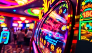 Menangkan permainan slot bro138 slot dengan gambar cerah dan suasana kasino yang energik.