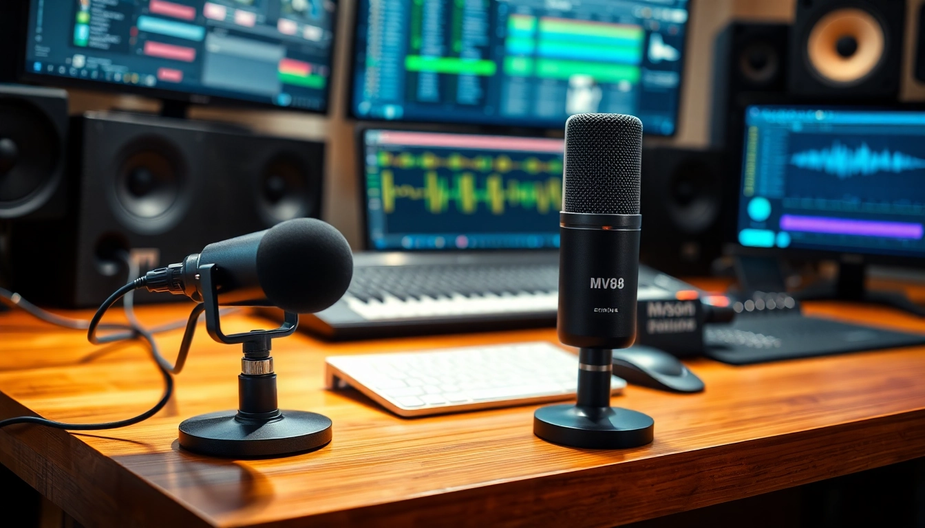 Capture the professional MV88 microphone in a dynamic audio setup.