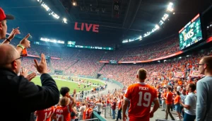 스포츠중계 중계하는 역동적인 경기 장면과 열정적인 팬들