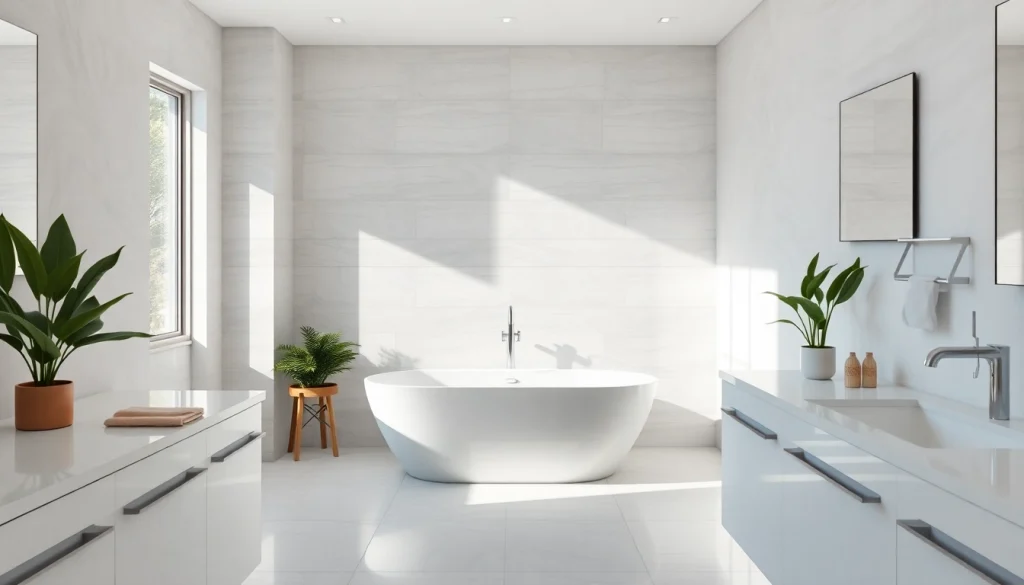 Stunning bathroom and kitchen remodeling showcasing elegant finishes and a serene atmosphere.