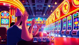 Rasakan keseruan permainan koi800 game dengan pemain antusias di latar belakang kasino yang ceria.