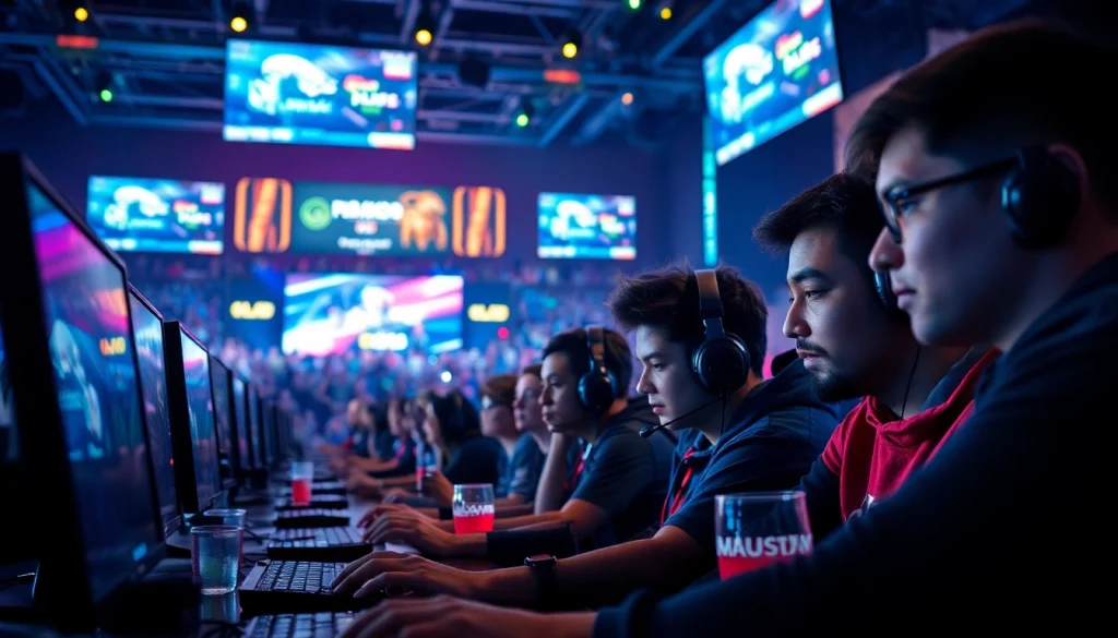 Menghadiri daftar ggsoft game di turnamen esports dengan gamer bersemangat.