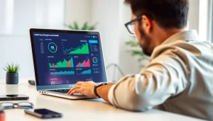 Analyzing metrics on an smm panel dashboard in a modern workspace with colorful charts.