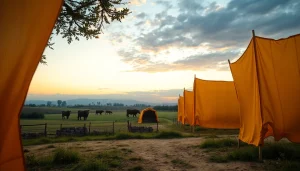 Observa colmenas layens en un hermoso entorno natural al amanecer.