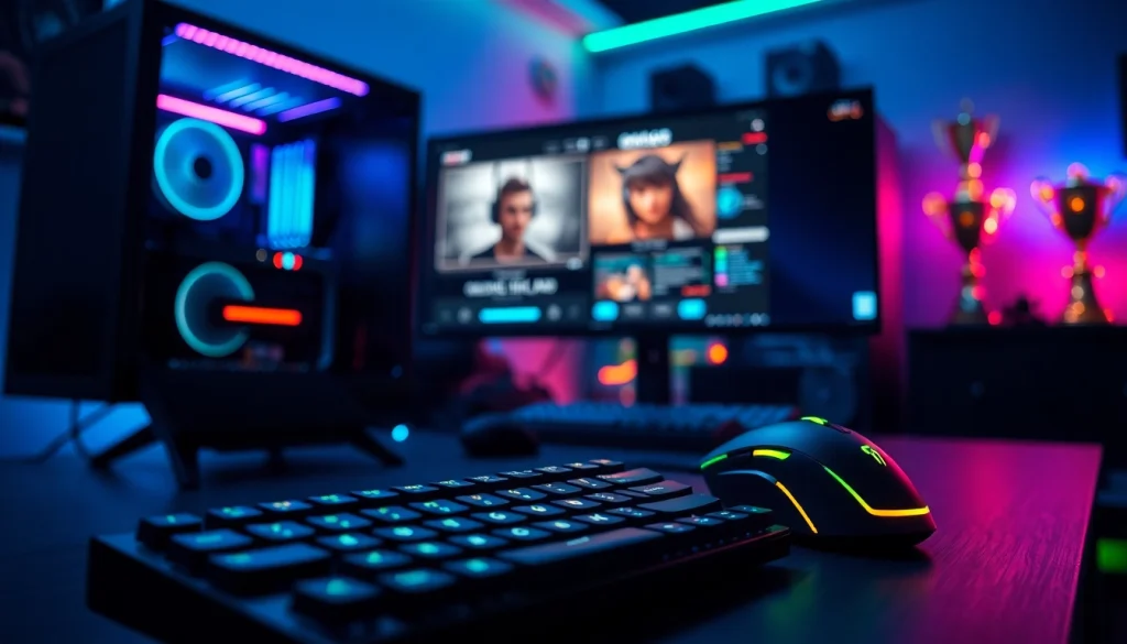 Permainan komengtoto dengan tampilan gaming penuh warna yang mengesankan dan peralatan modern.