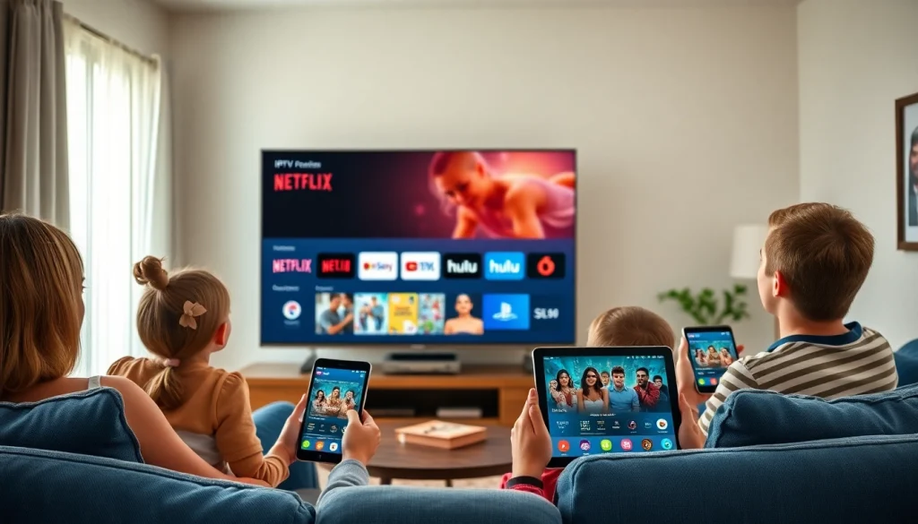 Experience seamless IPTV streaming with https://vizomate.com in a modern, cozy living room.