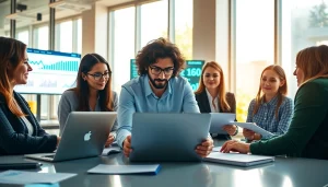 Engage with a leading seo company in a collaborative office setting with diverse consultants.