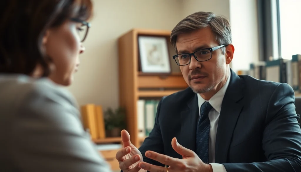 Consultation session with a personal injury lawyer at https://www.marylandpersonalinjurylawyer.com, showcasing professionalism and support.