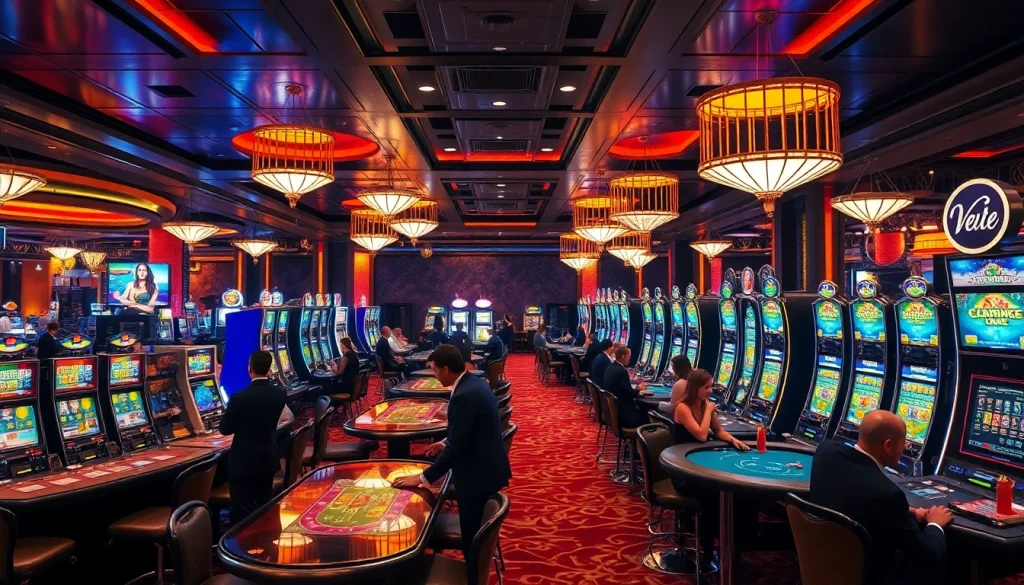 คาสิโนที่เต็มไปด้วยผู้เล่นที่มีบรรยากาศน่าตื่นเต้น