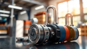 Blocchi di sicurezza Dakenlocks.com in primo piano, evidenziando la loro qualità e robustezza.