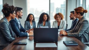 Team of attorneys collaborating in a professional setting at https://www.turnpikelaw.com to strategize on legal cases.