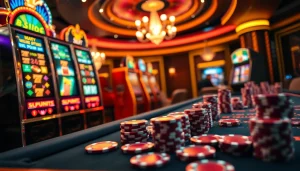 Engaging online slots and vibrant casino elements create a thrilling online gambling atmosphere.