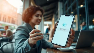 카페에서 스마트폰으로 소액결제를 하는 모습