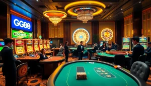 Experience the excitement of GG88 casino with luxurious tables, vibrant slot machines, and sophisticated atmosphere.