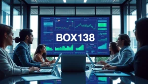 BOX138 financial professionals analyzing reports in a modern office