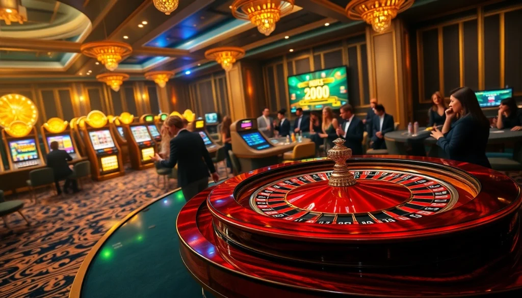 Experience the thrill of gaming at https://nk88.us.com/ with players enjoying roulette and slot machines.