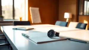 Capture a moment with the NoteWatch AI Recorder enhancing productivity in a professional office setting.