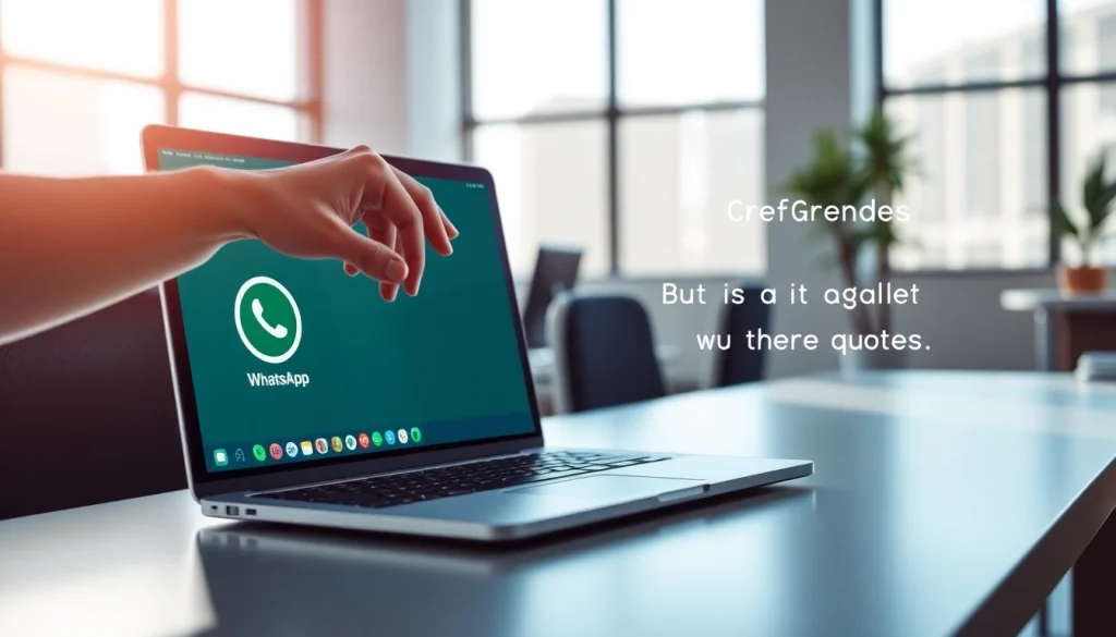 Enhance business communication with https://whatalker.com showcasing a CRM interface on a sleek laptop.