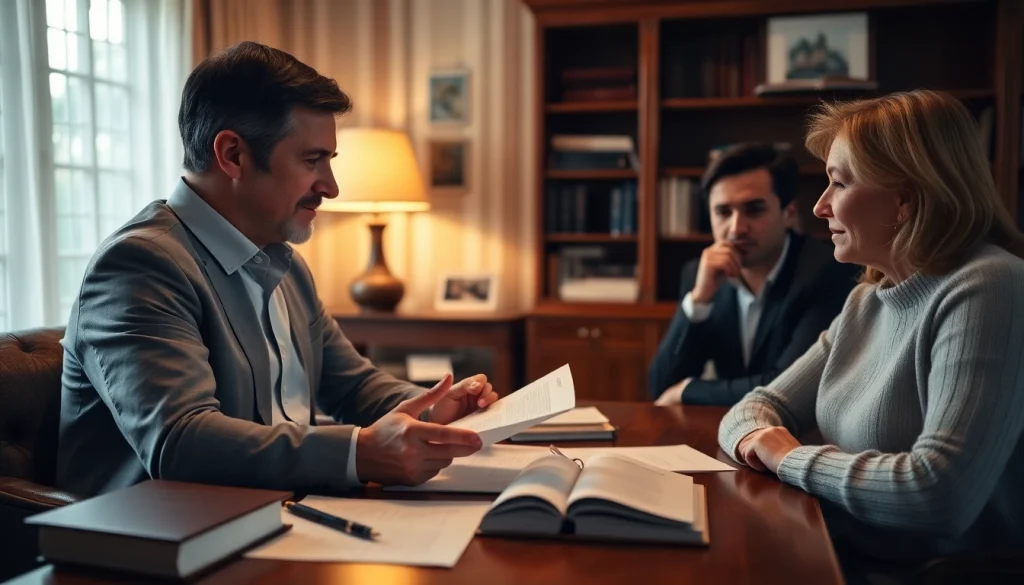 Guide couple through estate planning at http://max-inheritance.co.uk in a professional office.