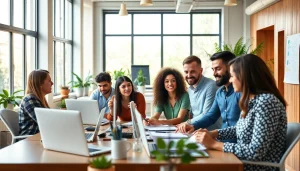 Show team collaboration at a digital marketing agency, highlighting creativity and productivity.