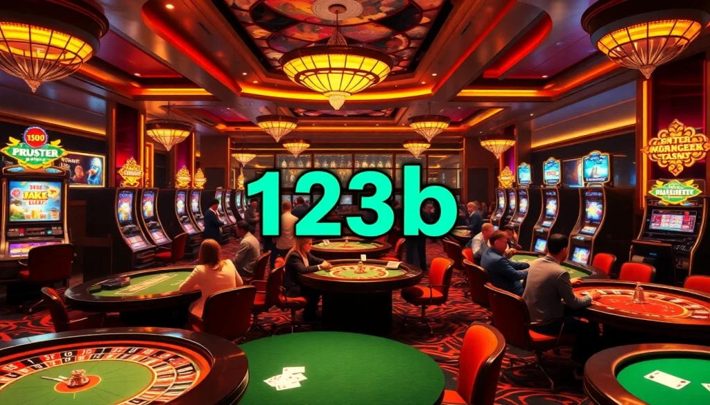 Players enjoying a thrilling game at 123b casino with elegant tables and vibrant atmosphere.