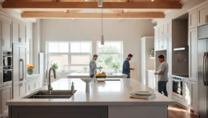 Transform your space with expert craftsmanship in Home renovation showcasing a modern kitchen setup.