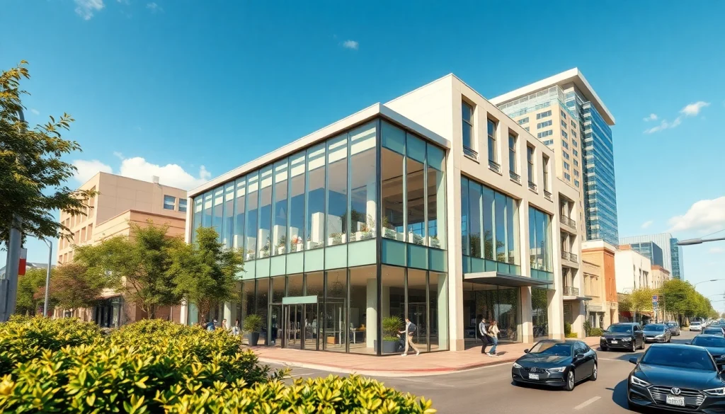 Showcasing a modern real estate office exuding professionalism and opportunity in urban settings.