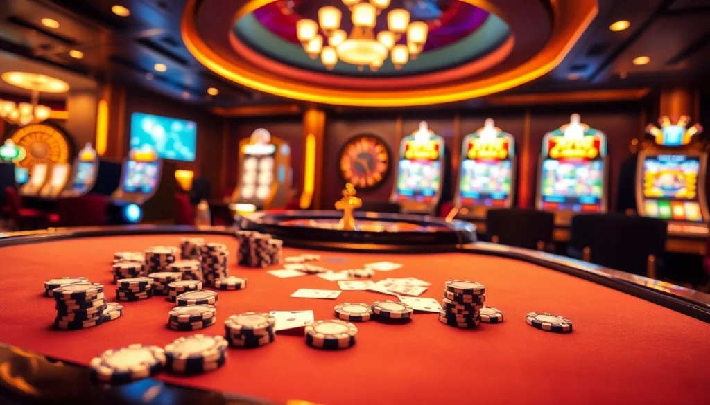 Engaging gameplay at nhà cái jbo with vibrant casino tables and exciting gambling elements.