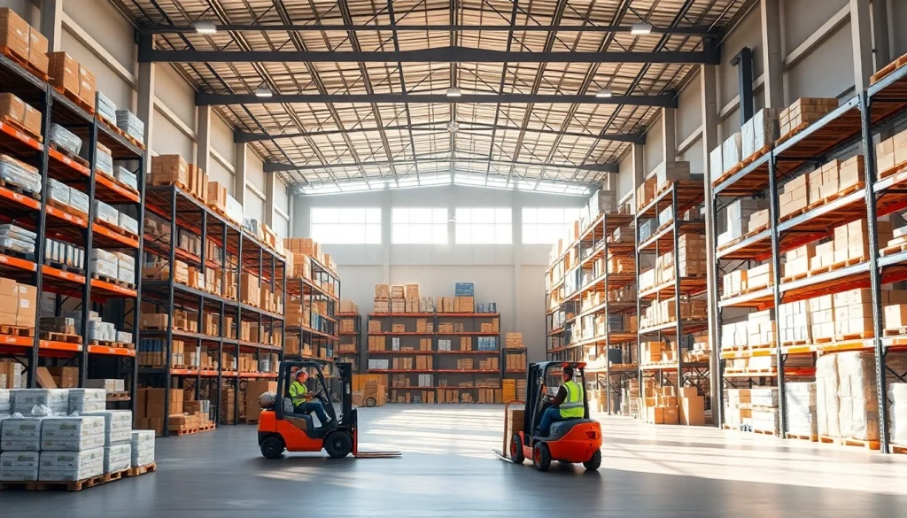Showcase of warehousing efficiency with organized storage and bright lighting.