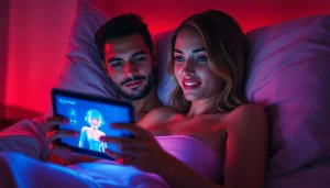 Intimate AI porn chat experience featuring a user engaged with a digital interface
