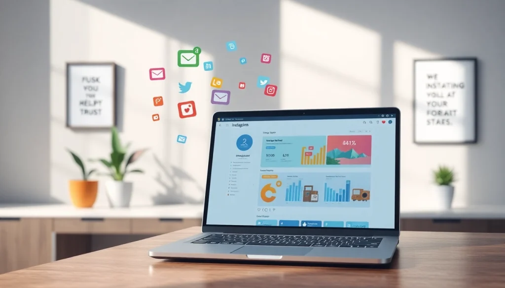 Engage with the Instagram smm panel interface shown on a modern laptop in a productive workspace.