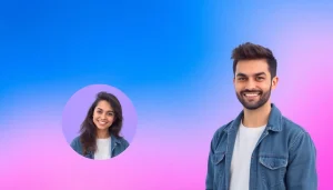 Vibrant whatsapp profile photo with a circular crop and gradient background.