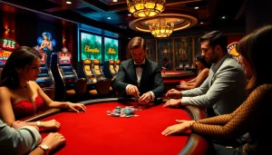Thrilling poker action at Thabet casino, showcasing excitement and luxury in gambling.