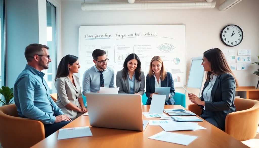 Team of professionals collaborating to enhance their Business strategies in a bright office.