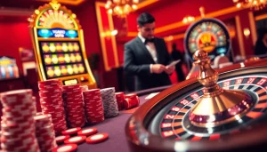 Vuabai9 players enjoying a thrilling casino experience at a vibrant poker table.