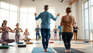 Engaging yoga session led by an instructor using Yoga AI for enhanced guidance and support.