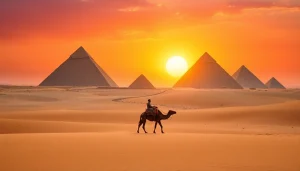 Discover breathtaking sunsets at the Pyramids of Giza, showcasing Egypt's rich history on https://emegypt.net.