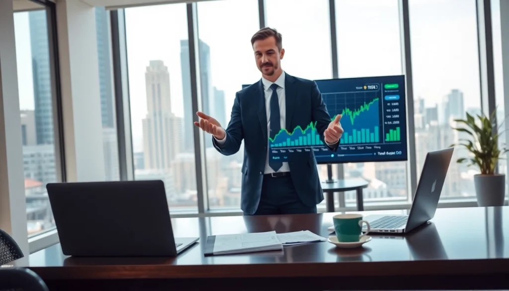 신용카드 현금화 전략을 설명하는 전문가와 현대적인 사무실 배경