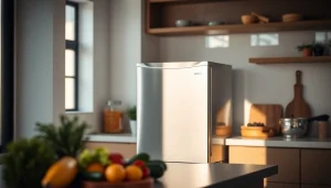 A stunning mini freezer in a modern kitchen setting, highlighting its sleek design and functionality.