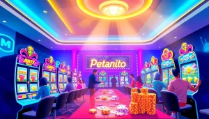 Main slot online di petanitoto dengan suasana gaming yang penuh energi.