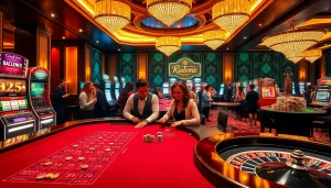 Players enjoying an exciting game at a lavish XX88 baccarat table in a vibrant casino setting.