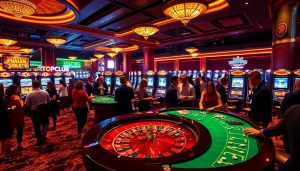 Engaging gamblers at a luxurious casino, showcasing excitement at https://topclub.site/ roulette table.