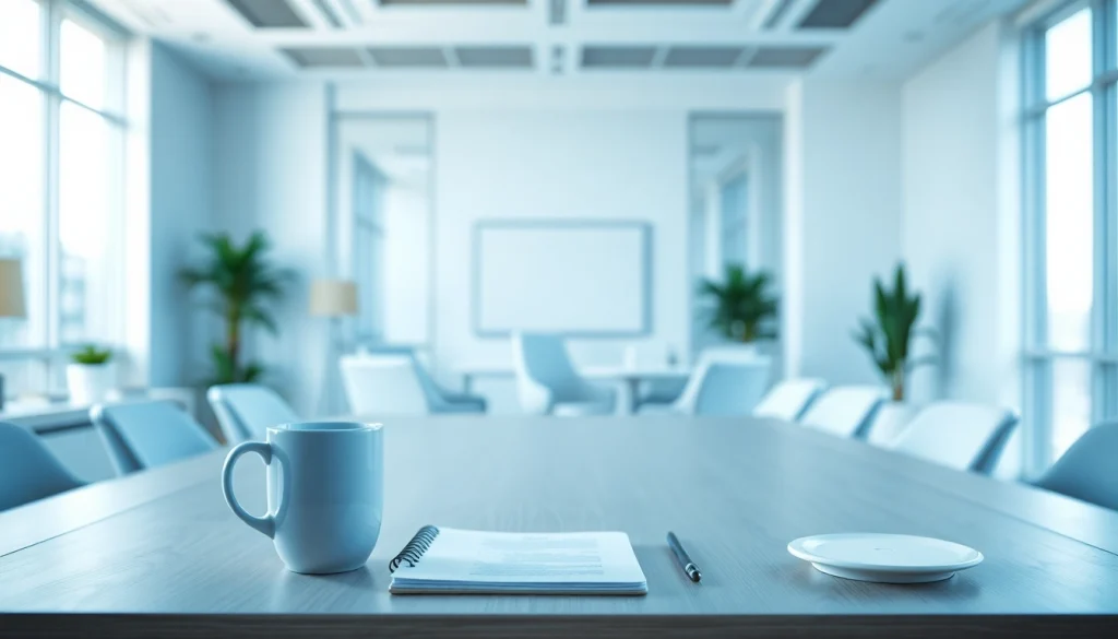 Engaging visual representing Business in a modern workspace with a laptop and notepad